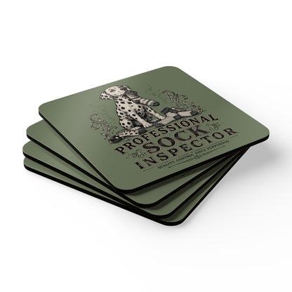 Professional Sock Inspector - Corkwood Coaster Set - Moos