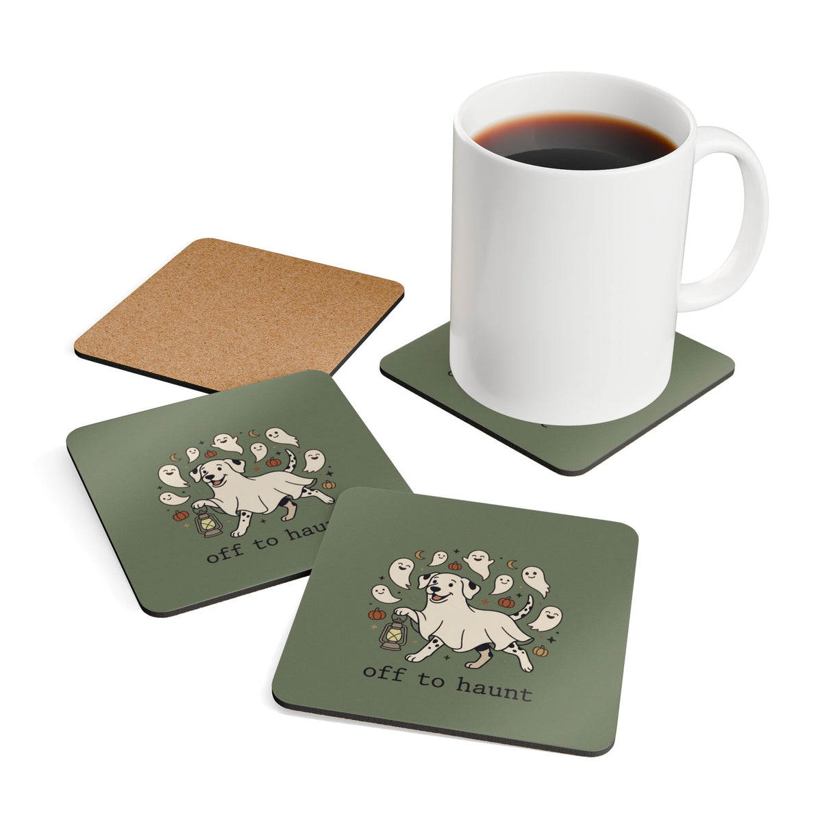 Off To Haunt - Corkwood Coaster Set - Moos