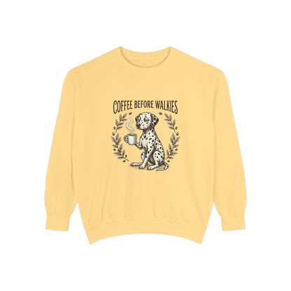 Coffee Before Walkies - Comfort Colors 1566 Crewneck Sweatshirt