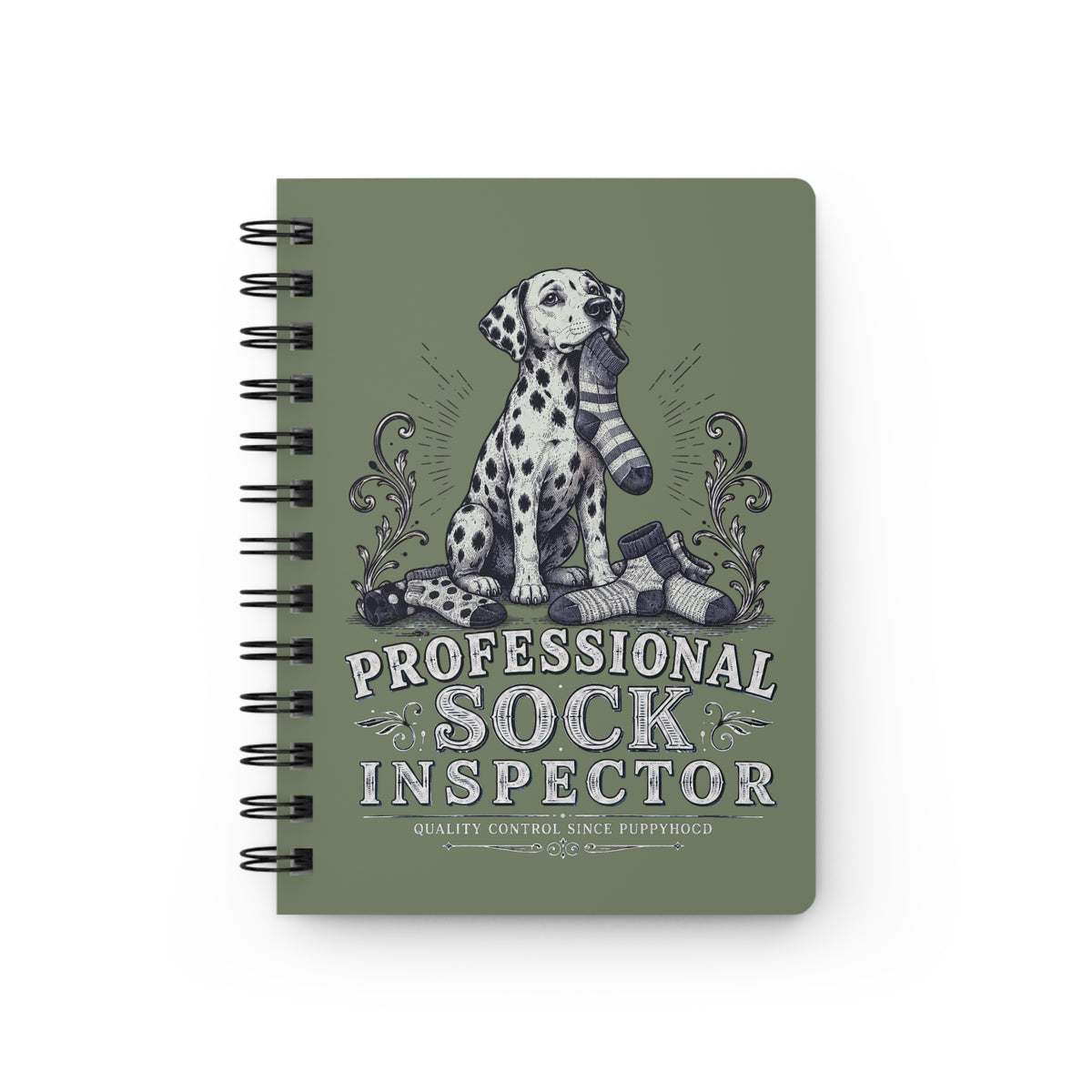 Professional Sock Inspector - Spiral Journal - Moos white