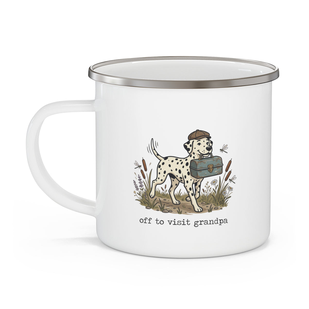Off To Visit Grandpa -  Enamel Mug 12oz