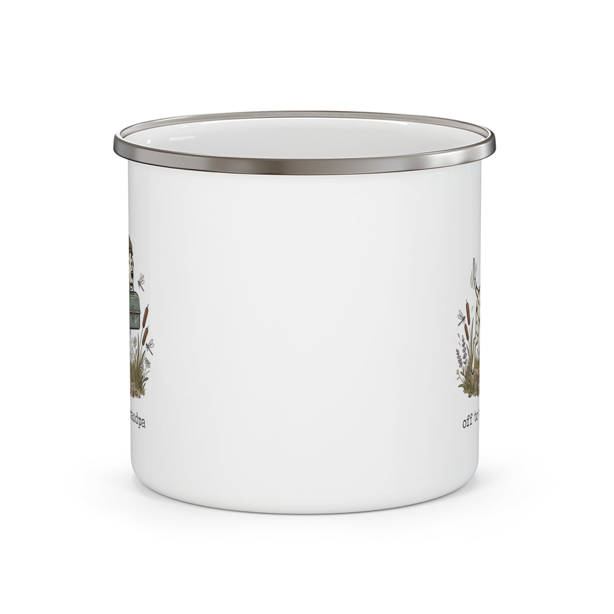 Off To Visit Grandpa -  Enamel Mug 12oz