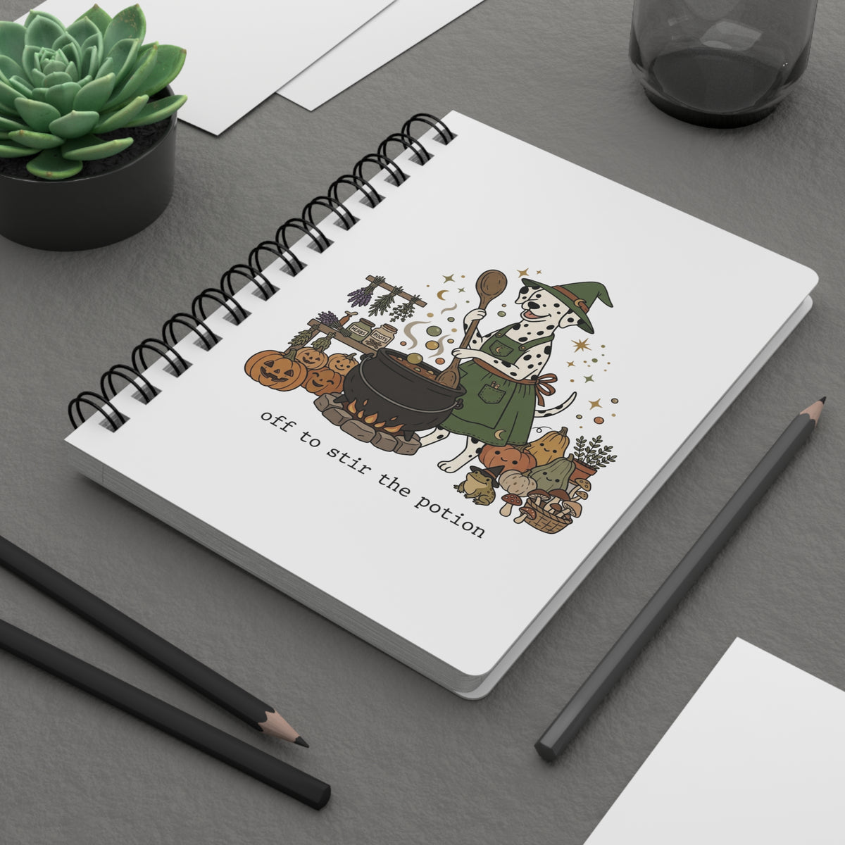 Off To Stir The Potion - Spiral Journal - White