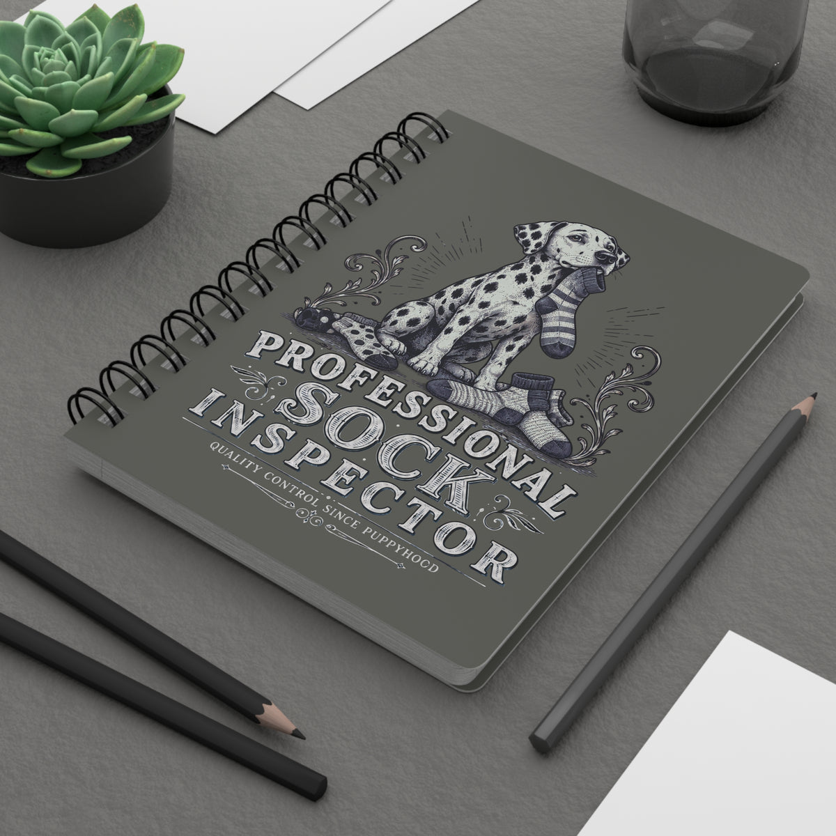 Professional Sock Inspector - Spiral Journal - Pepper white