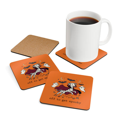 Off To Get Spooky - Corkwood Coaster Set - Orange