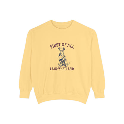 First of All I Said What I Said - Comfort Colors 1566 Crewneck Sweatshirt