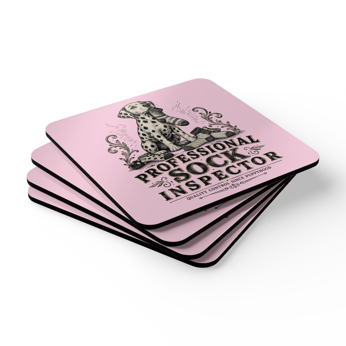 Professional Sock Inspector - Corkwood Coaster Set - Blossom