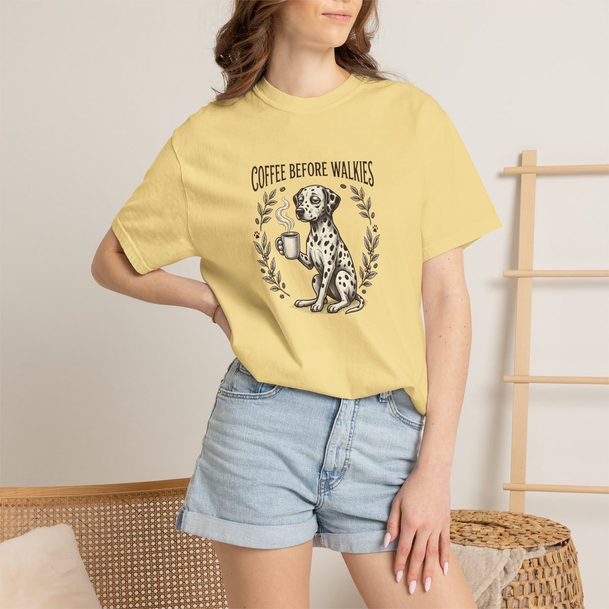 Coffee Before Walkies Comfort Color 1717 T-Shirt