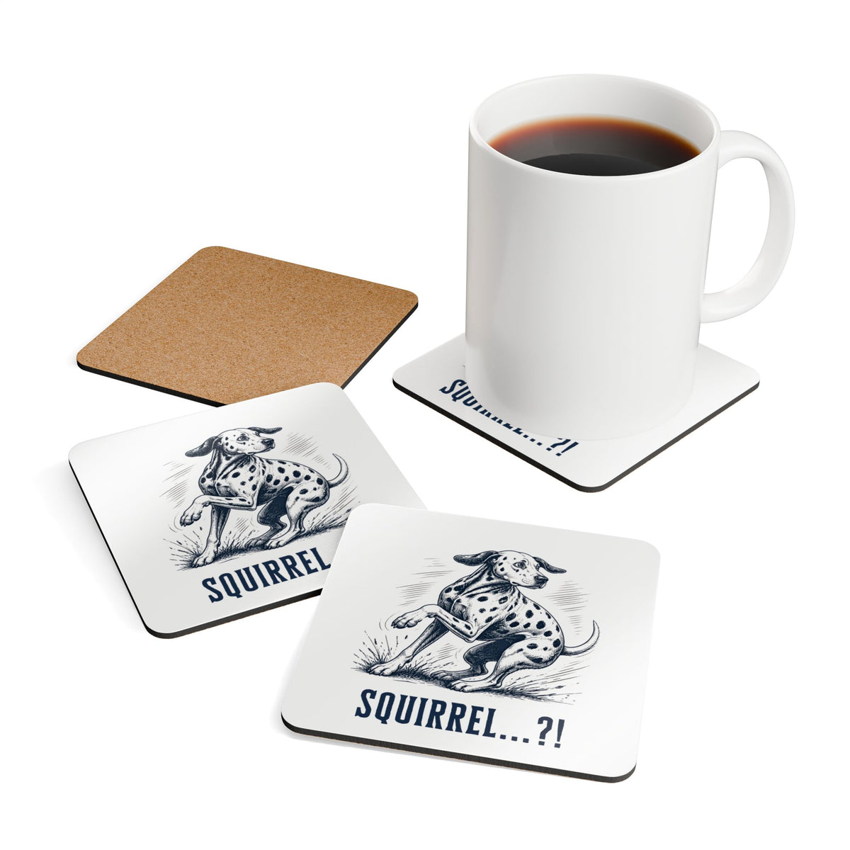Squirrel Alarm - Corkwood Coaster Set