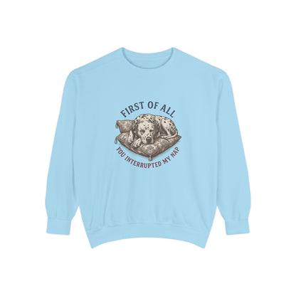 First of All You Interrupted My Nap - Comfort Colors 1566 Crewneck Sweatshirt